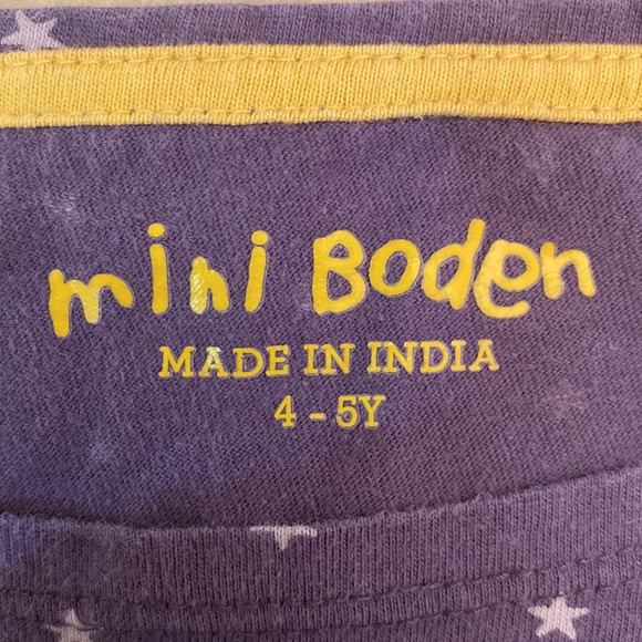 Mini Boden kids 4/5 long sleeve t-shirt with ruffle front. Navy/white stars EUC - Picture 3 of 4